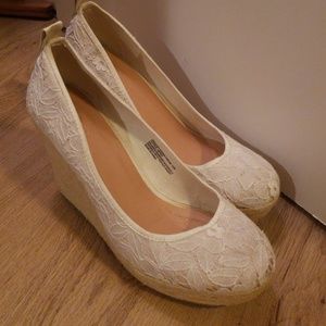 White lace wedges
